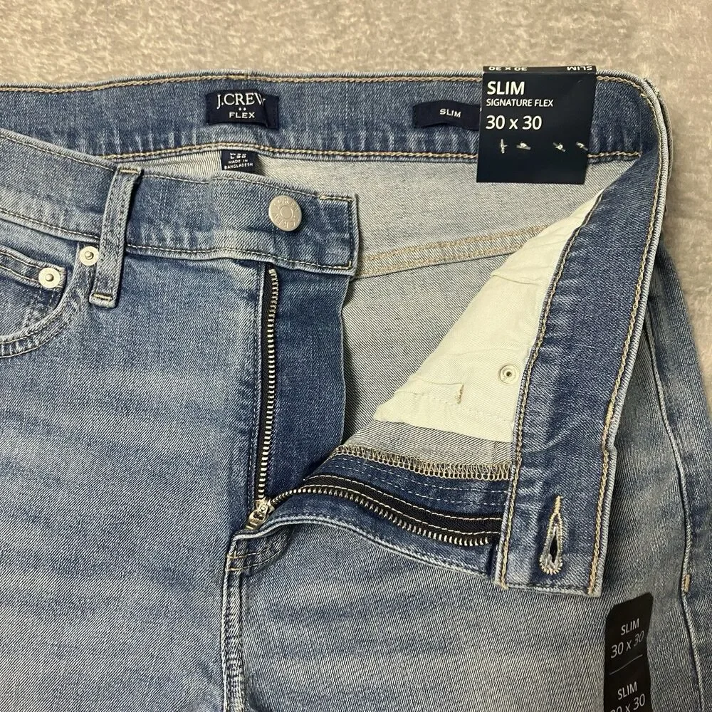 J Crew‎ Flex Jeans Mens 30x30 Light Wash Slim Signature Flex Stretch Denim AZ859